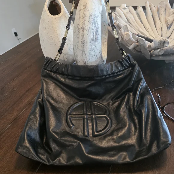Anine Bing Black Shoulder Bag with Sleek Design